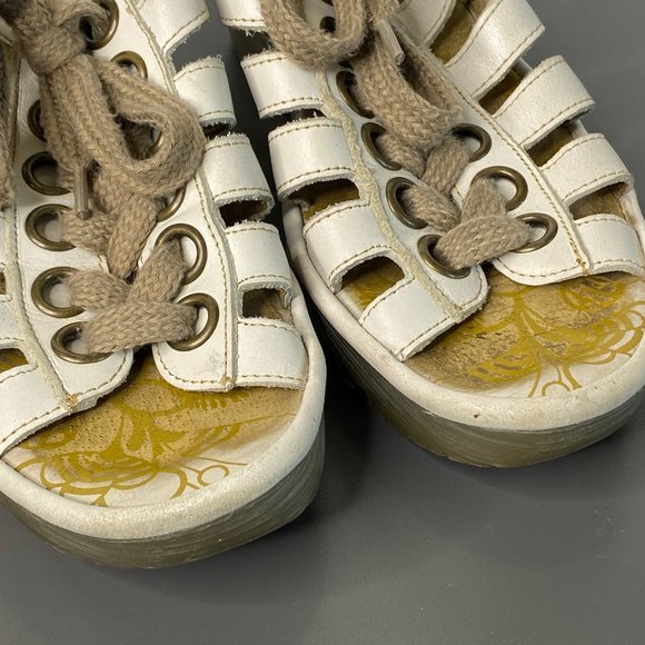 Fly London Yito Leather Lace-Up Wedge Sandals - Picture 5 of 8